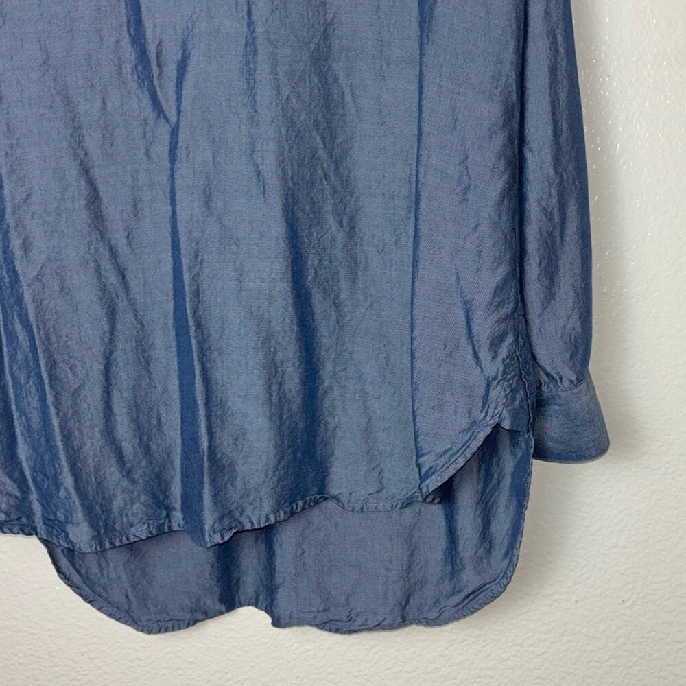 Soft Surroundings Tencel Popover Blouse Women's Size Small Blue Chambray - Picture 8 of 16